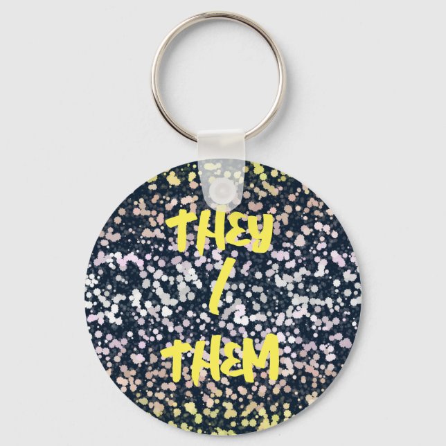 Quirky Cute Retro Boho Flora Pangender Pride Flag Keychain (Front)