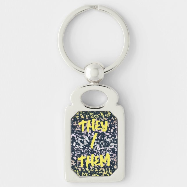 Quirky Cute Retro Boho Flora Pangender Pride Flag Keychain (Front)