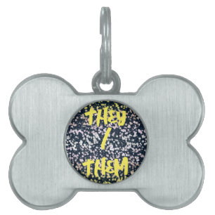 Quirky Cute Retro Boho Flora Pangender Pride Flag Pet ID Tag