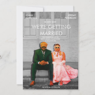 Quirky Cute Retro Movie Poster Photo Wedding Invitation