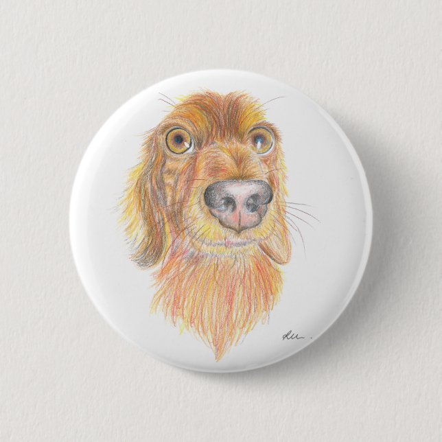 Quirky dachshund button (Front)
