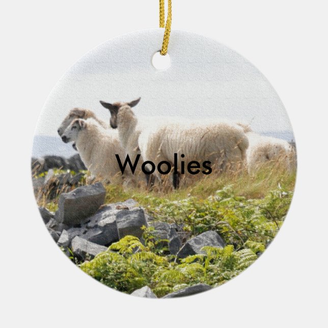 Quirky Designs - Sheep in a field Ceramic Ornament (Front)