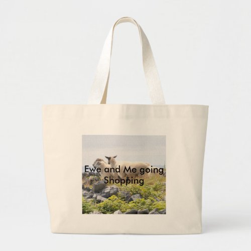 Quirky Designs _ Sheep in a field Large Tote Bag