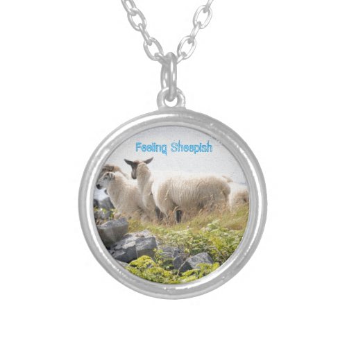 Quirky Designs _ Sheep in a field Silver Plated Necklace