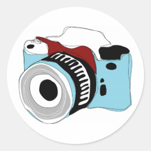 Quirky digital camera illustration classic round sticker