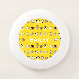 Quirky Dog Illustrated Pattern Yellow Personalised Wham-O Frisbee