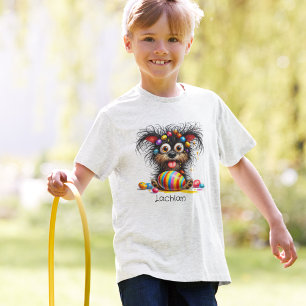 Quirky Dog With Easter Eggs In His Hair Toddler T-shirt