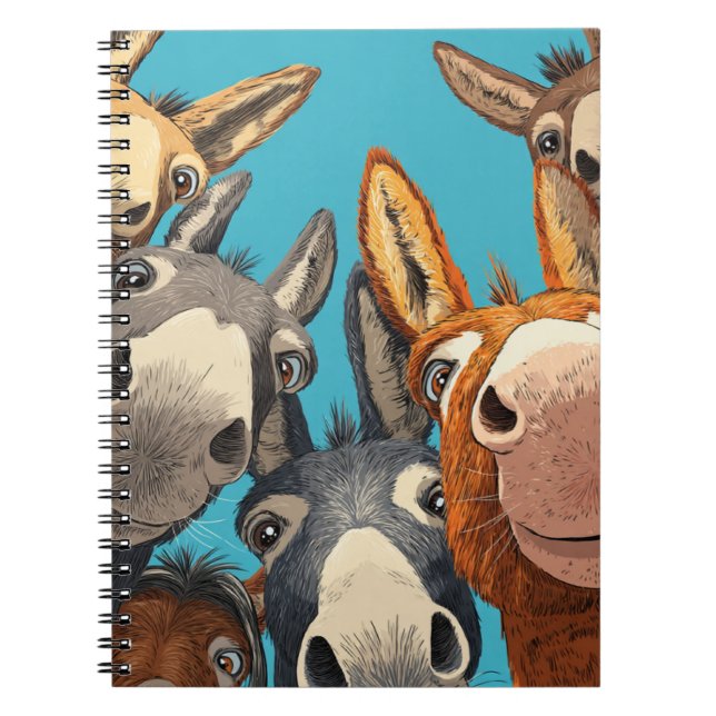 Quirky Donkey Squad - Colorful Group Illustration Notebook (Front)
