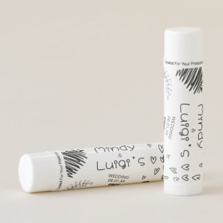 Quirky Doodle Shapes Script Wedding Lip Balm