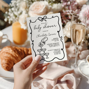 Quirky Drinks Tower Coquette Bow Baby Shower Invitation