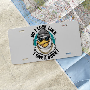 Quirky Duck Fashionista Questions License Plate