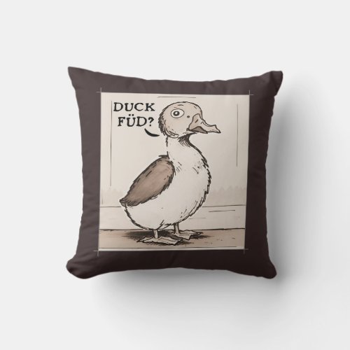 Quirky Duck Funny Scandinavian Duck Throw Pillow