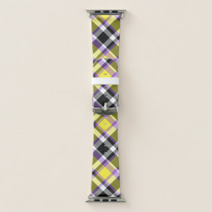 Quirky Eclectic Boho Nonbinary Plaid Pride Flag Apple Watch Band