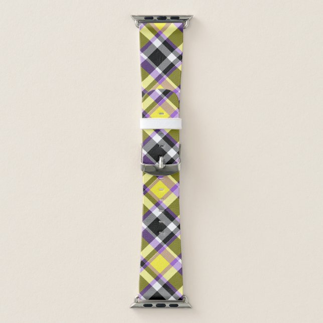 Quirky Eclectic Boho Nonbinary Plaid Pride Flag Apple Watch Band (Band)