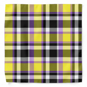 Quirky Eclectic Boho Nonbinary Plaid Pride Flag Bandana