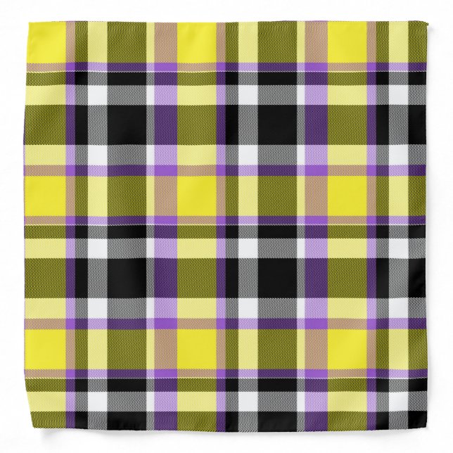 Quirky Eclectic Boho Nonbinary Plaid Pride Flag Bandana (Front)