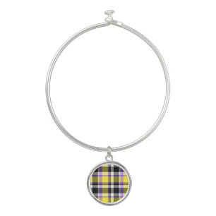 Quirky Eclectic Boho Nonbinary Plaid Pride Flag Bangle Bracelet