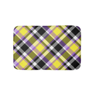Quirky Eclectic Boho Nonbinary Plaid Pride Flag Bath Mat