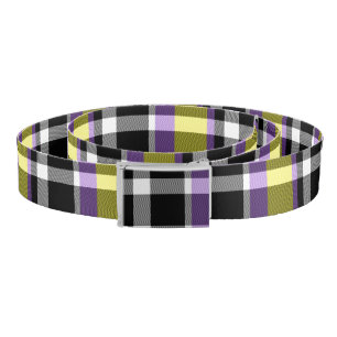 Quirky Eclectic Boho Nonbinary Plaid Pride Flag Belt