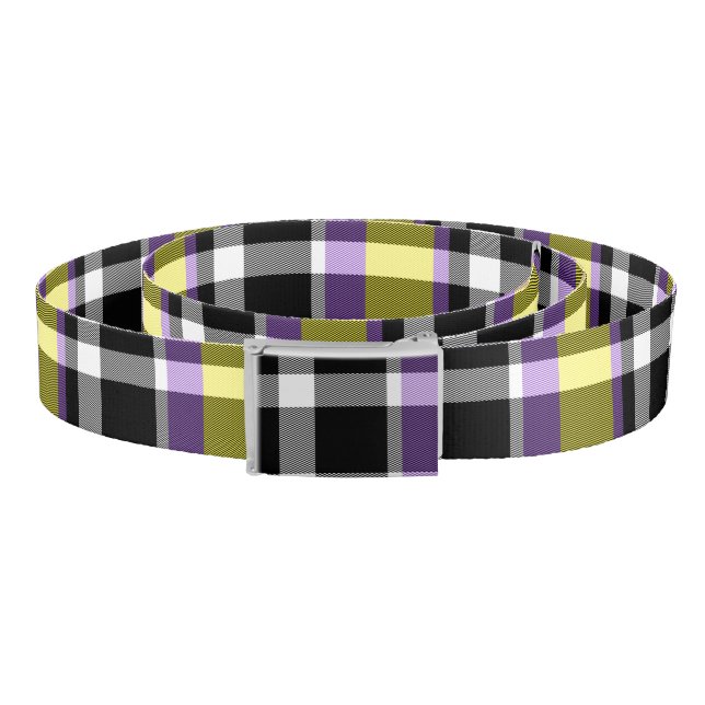 Quirky Eclectic Boho Nonbinary Plaid Pride Flag Belt (Coil)