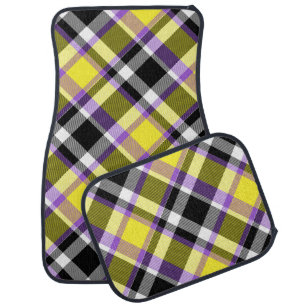 Quirky Eclectic Boho Nonbinary Plaid Pride Flag Car Floor Mat