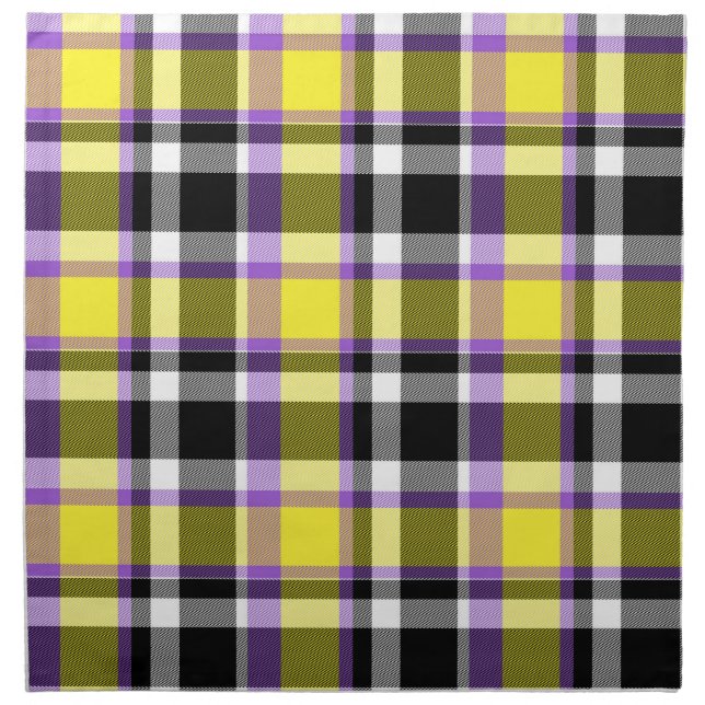 Quirky Eclectic Boho Nonbinary Plaid Pride Flag Cloth Napkin (Front)