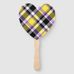 Quirky Eclectic Boho Nonbinary Plaid Pride Flag Hand Fan