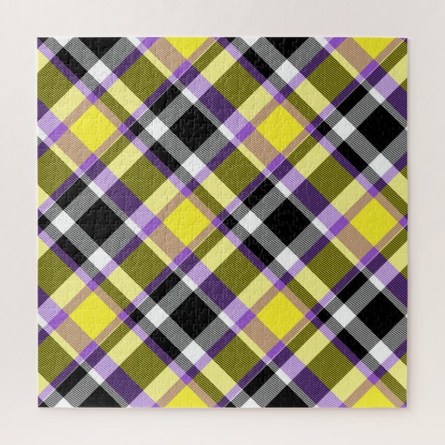 Quirky Eclectic Boho Nonbinary Plaid Pride Flag Jigsaw Puzzle (Vertical)