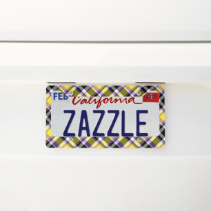 Quirky Eclectic Boho Nonbinary Plaid Pride Flag License Plate Frame
