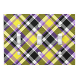 Quirky Eclectic Boho Nonbinary Plaid Pride Flag Light Switch Cover