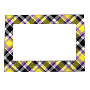 Quirky Eclectic Boho Nonbinary Plaid Pride Flag Magnetic Frame