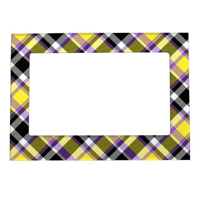 Quirky Eclectic Boho Nonbinary Plaid Pride Flag Magnetic Frame (Front)