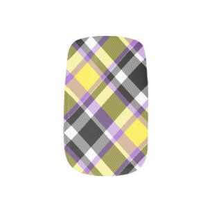 Quirky Eclectic Boho Nonbinary Plaid Pride Flag Minx Nail Art