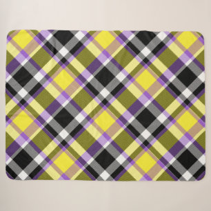 Quirky Eclectic Boho Nonbinary Plaid Pride Flag Sherpa Blanket