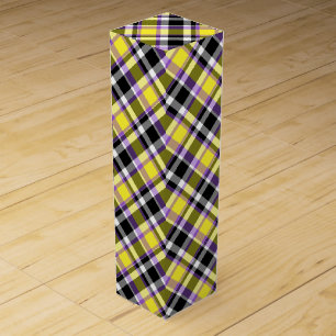 Quirky Eclectic Boho Nonbinary Plaid Pride Flag Wine Box
