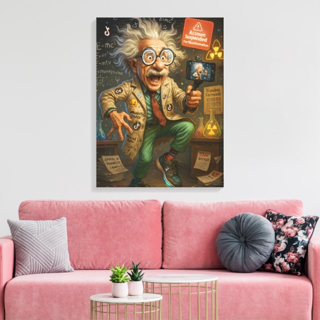 Quirky Einstein Pop Art – Colorful Mad Scientist  Canvas Print (Insitu(LivingRoom))