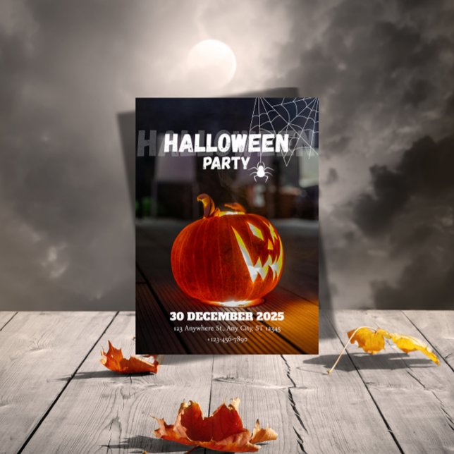 Quirky Euro-Chic Halloween Party Invitation ("A professional flat-lay mockup of your 'Spooky Halloween' invitation, )