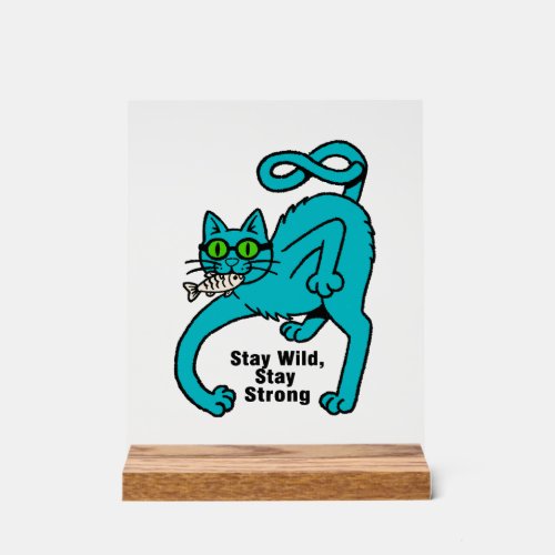 Quirky Expressive Cat Acrylic Sign