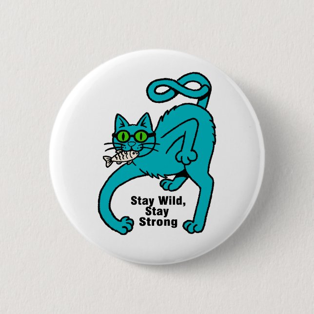 Quirky Expressive Cat Button (Front)