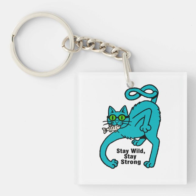 Quirky Expressive Cat Keychain (Front)