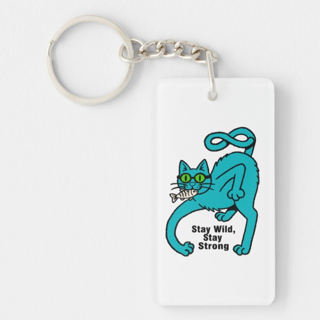 Quirky Expressive Cat Keychain (Front)