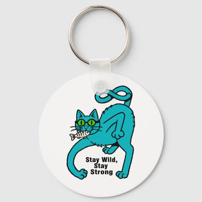Quirky Expressive Cat Keychain (Front)