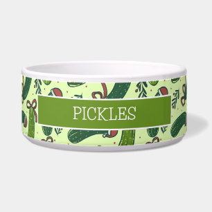 Quirky Festive Christmas Pickles Pattern Bowl