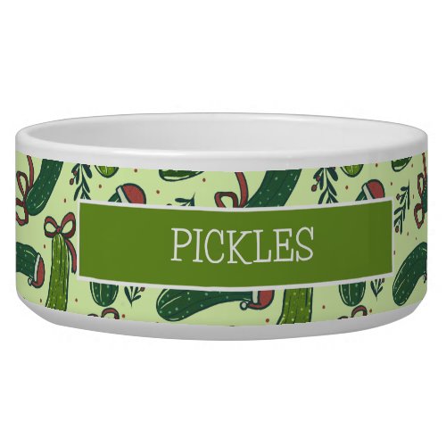 Quirky Festive Christmas Pickles Pattern Bowl