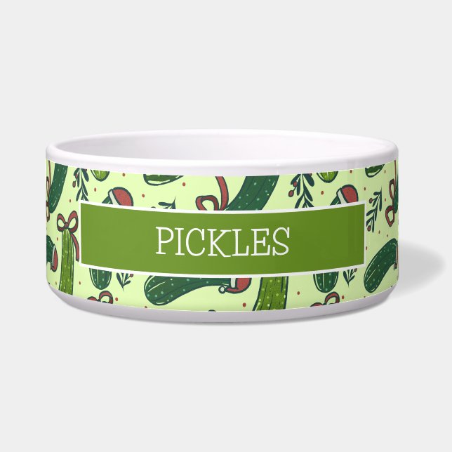 Quirky Festive Christmas Pickles Pattern Bowl (Front)