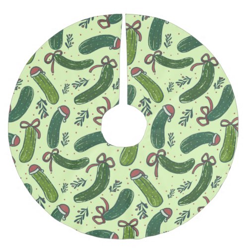 Quirky Festive Christmas Pickles Pattern Brushed Polyester Tree Skirt