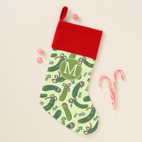 Quirky Festive Christmas Pickles Pattern Christmas Stocking