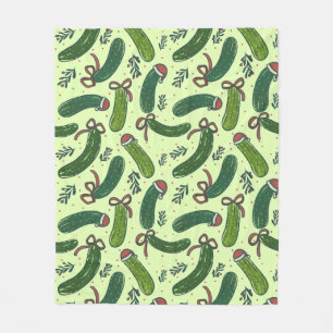 Quirky Festive Christmas Pickles Pattern Fleece Blanket