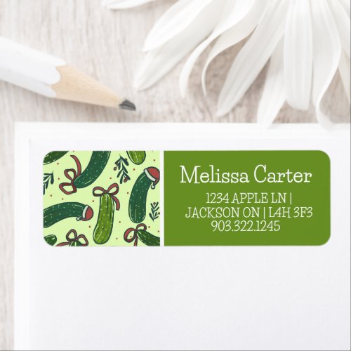 Quirky Festive Christmas Pickles Pattern Label
