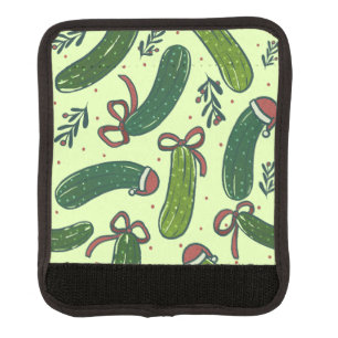 Quirky Festive Christmas Pickles Pattern Luggage Handle Wrap
